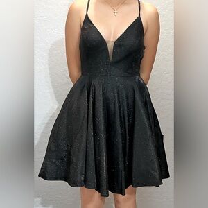 Lulus Sparkle of Your Eye Black Sleeveless Mini Skater Dress. Size Small.